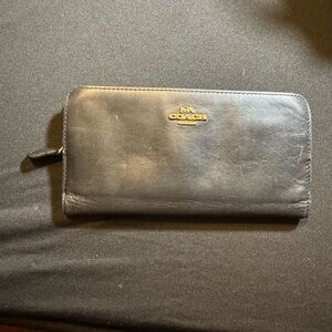 Coach Black Leather Accessory with Gold Logo